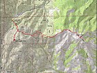 Map of my route, 8 miles and 1900' gain round trip.