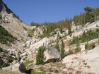 This is the terrain at about the 8200' level as you climb into the Lake 8609' cirque.
