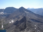 Standhope Peak from the summit of Altair Peak. Peak 11887' is to the left and Hyndman Peak is to the right.