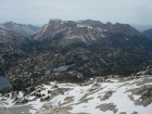 View of the south end of the Hurwal Divide (Matterhorn & Sacajawea Peak) from the Eagle Cap. Moccasin Lake below.