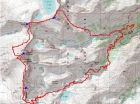 Map of our route. Covering 17.5 miles and 8700 feet of elevation gain.