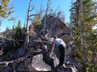 Scrambling up the ridge toward Tsum Peak.