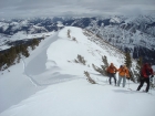 A colorful crew nearing the summit.