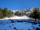 The first view of the south face route, we headed towards the snowfield on the left.