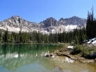 Impressive north ridge of Snowyside Peak from one of the upper lakes.