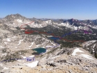 View from Glens Peak of Flytrip Basin. Snowyside on the left, Peak 9963' on the right.