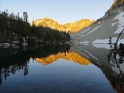 Alpenglow reflecton at our camp in the Flytrip Creek basin.