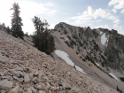 Looking toward the summit of Peak 9963' as we near the ridge.