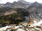 JJ perched on the ridge with the some of the Flytrip lakes far below.