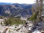 Climbing the south face of Amber Peak.