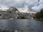 JJ fishing from a point on the northeast corner of Cove Lake, DO Lee Peak in the background.