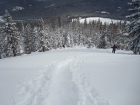 A look at the trough we made, taken on our way back down.