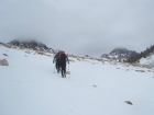 Nearing Sawmill Pass, with Leatherman and Bad Rock in the background.