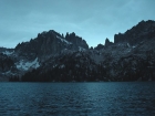 Dusk view of Monte Verita from our campsite at Baron Lake.