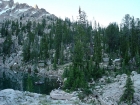 Our campsite nestled in the trees at the upper Stephens Lake.