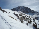 Looking up towards the summit block.