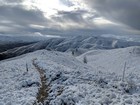 Looking back at Flat Benchmark from just below the summit of Bender Peak.