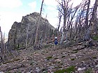 John and an elk below Pistol Rock.