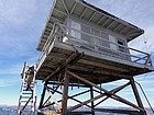 Carefully climbing the stairs on the Big Baldy lookout tower.