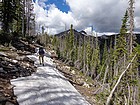 Still snowfields to cross on the shady northern side of the ridge.