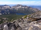 Mount McGuire summit view of Ship Island Lake and Aggipah Mountain.