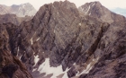 Looking back on the north face of Sacajawea Peak during the climb. Mount Idaho is on the right, with Leatherman Peak to the left.