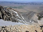 Exposed rock layers on Mount Borah's southwest ridge.