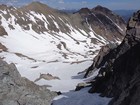 I used this snow gully to descend into the basin from Silver Peak.