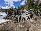 Remains of an old cabin in the basin.