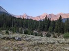 Wildhorse Creek sunrise on Old Hyndman and Hyndman Peaks.