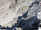 Ledge traverse just before cresting the west ridge.