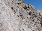 Pondering the best way up a steep section.