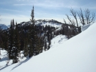 Heading south along the ridge, with the summit finally in view.