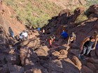 Descending the gully.