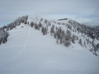 Looking back up at the summit from the last saddle.