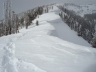 Cornices along the ridge leading to Cape Horn Mountain.