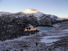 First rays of sun on Fourth of July Peak.