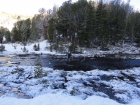 Pat and a chilly creek crossing.