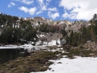 Pat below the waterfall at Lake 9477'.