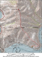Map of our route, 4.5 miles round trip with 1900' elevation gain.