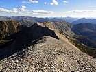 View of the ridge traverse leading to the trail saddle on the right.