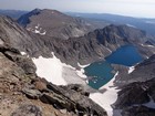 Glacier Lake and the Cloud Peak Glacier from the summit.