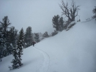 Rounding a bend on the way to Snowbank Mountain