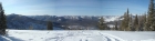 Panoramic view to the southwest, Bull Trout Point behind the trees on the right.