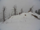 Coming back a cross the ridge in the fog.