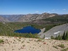Looking down that Cougar Basin Lakes from the saddle to the west.