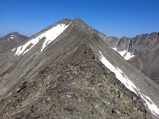 Climbing the southeast ridge of Crazy Peak.