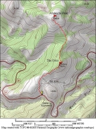 Map of the route, 3.5 miles with 1400' elevation gain round trip.
