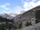 This is one of the earliest views of DBE, seen hiding in the fog from the trail at around 8900'.