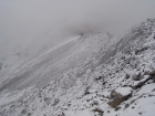 Looking back down the north face of DBE during our descent.